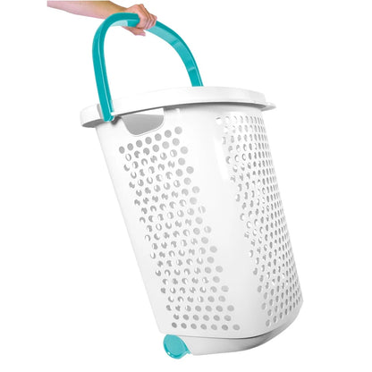 Rolling Laundry Hamper with Pop-up Handle Plastic 2 Bushel Wheeled Basket