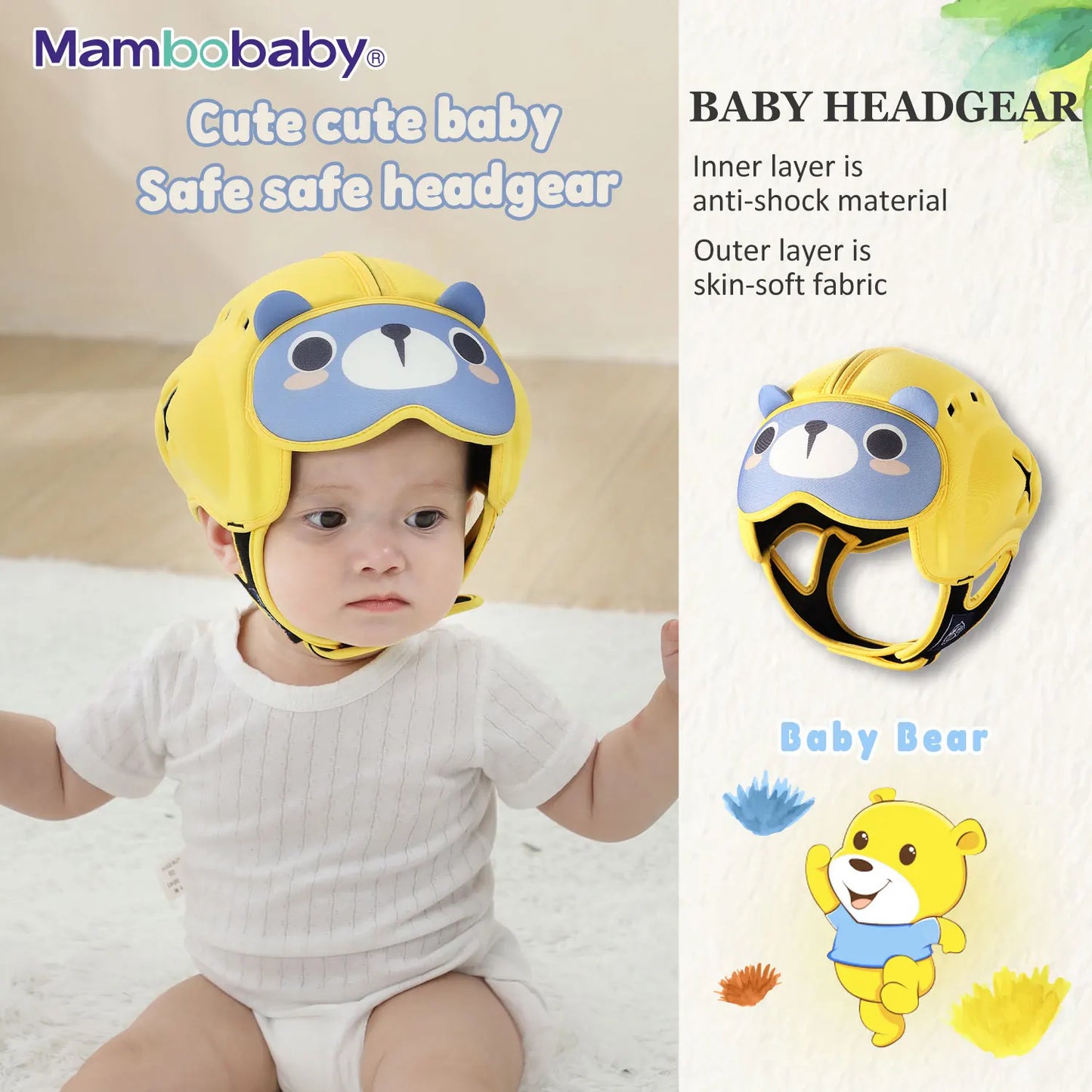 Anti-Shock Baby Helmet Toddler Head Protector, Headgear for Infant, Learn Crawl, Walk
