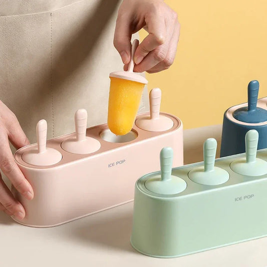 Home Ice Cream Mold Popsicle Diy Tool Silicone 4-hole Popsicle Box