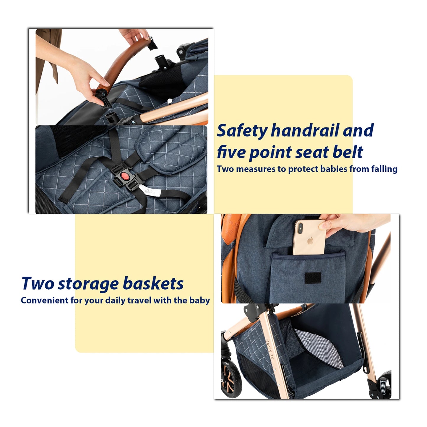 Lightweight Baby Stroller 3 in 1 Multifunctional High Landscape Baby 4 IN 1 Strollers with Isofix