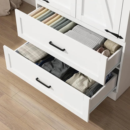 Armoire Closet with Doors and Drawers, with Shelves & Hanging Rod for Clothing