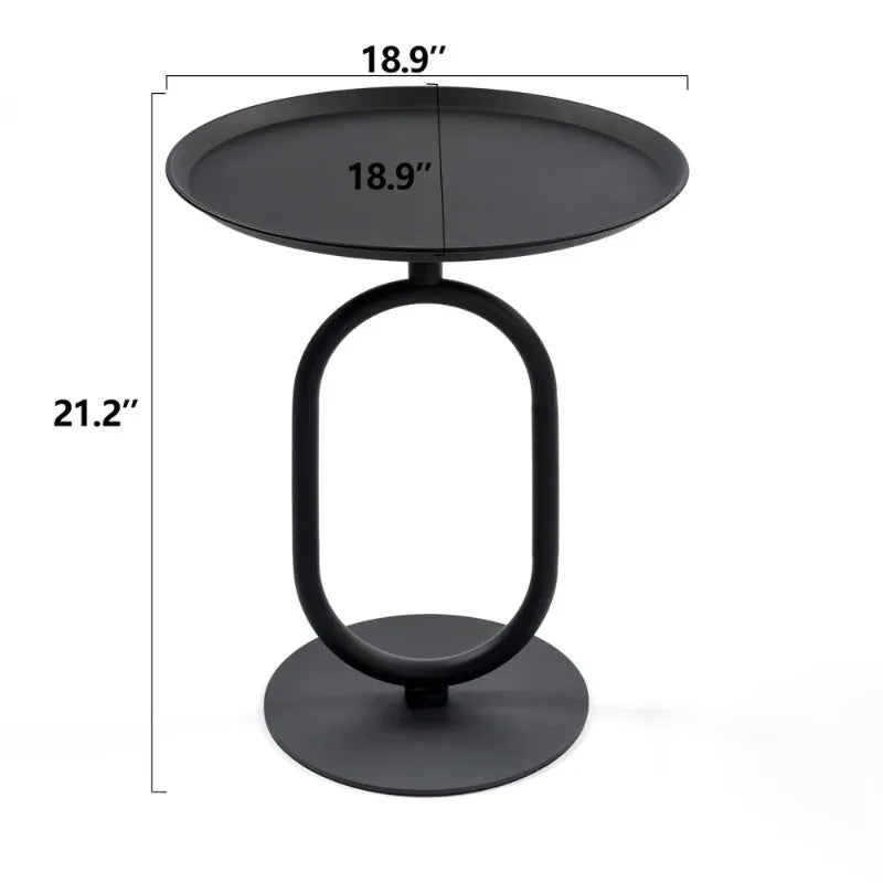 Lantern-shaped Small Round Metal Side Table