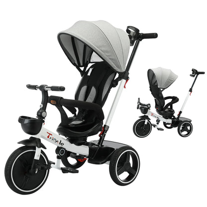 Stroller Tricycle Ride Bike , 5-in-1, Adjustable Canopy, Sitting & Lying, Assembly,1-5 Years