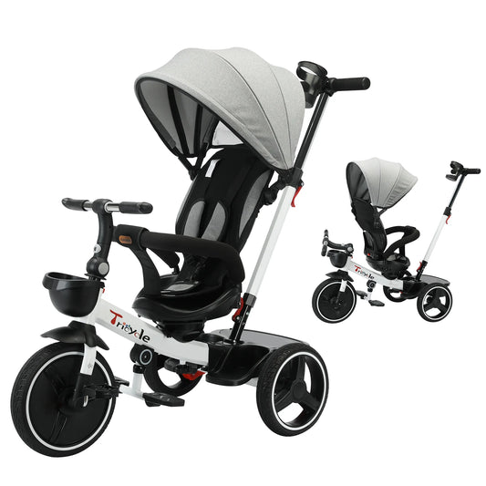 Stroller Tricycle Ride Bike , 5-in-1, Adjustable Canopy, Sitting & Lying, Assembly,1-5 Years