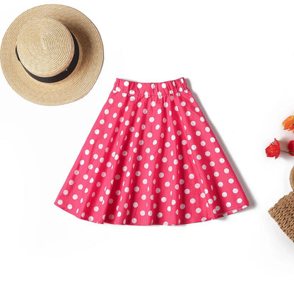 Polka Dot Cotton Skirts Clothes, Elastic Waist