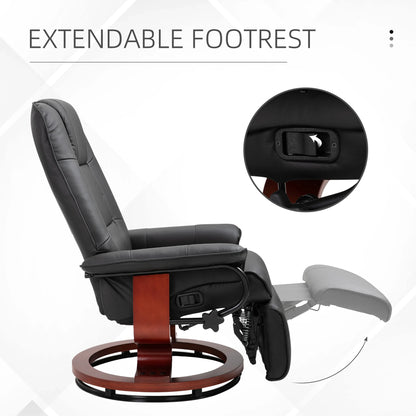 Faux Leather Swivel Recliner w/ Wooden Base