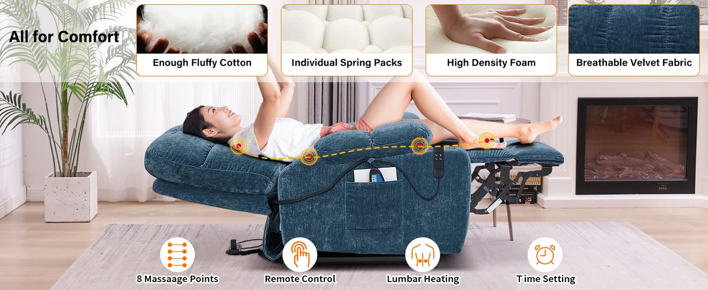 Infinite Position Soft Fabric Power Electric Recliner