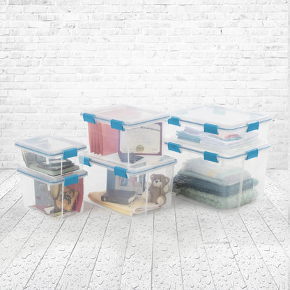 Weather-Resistant Clear Storage Bin with Lid, Blue