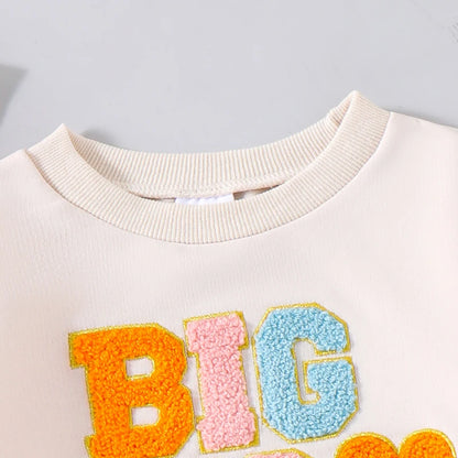 0 MO-5Y Kids Girls Skirt Set, Long Sleeve Embroidery Letters Sweatshirt with Flower Tulle Skirt 2-piece Outfit