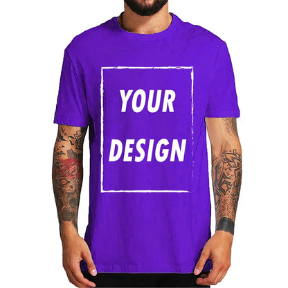 Custom Male T-shirt, One-Side Print Personalized, Make Your Photo, Text Gift 100% Cotton Soft Casual T Shirt Made in US