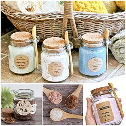 8oz 250ML Reusable Thick Clear Glass Storage Jar with Cork Stopper and Wooden Spoon For Keeps Food Dry Fresh for Home Kitchen B