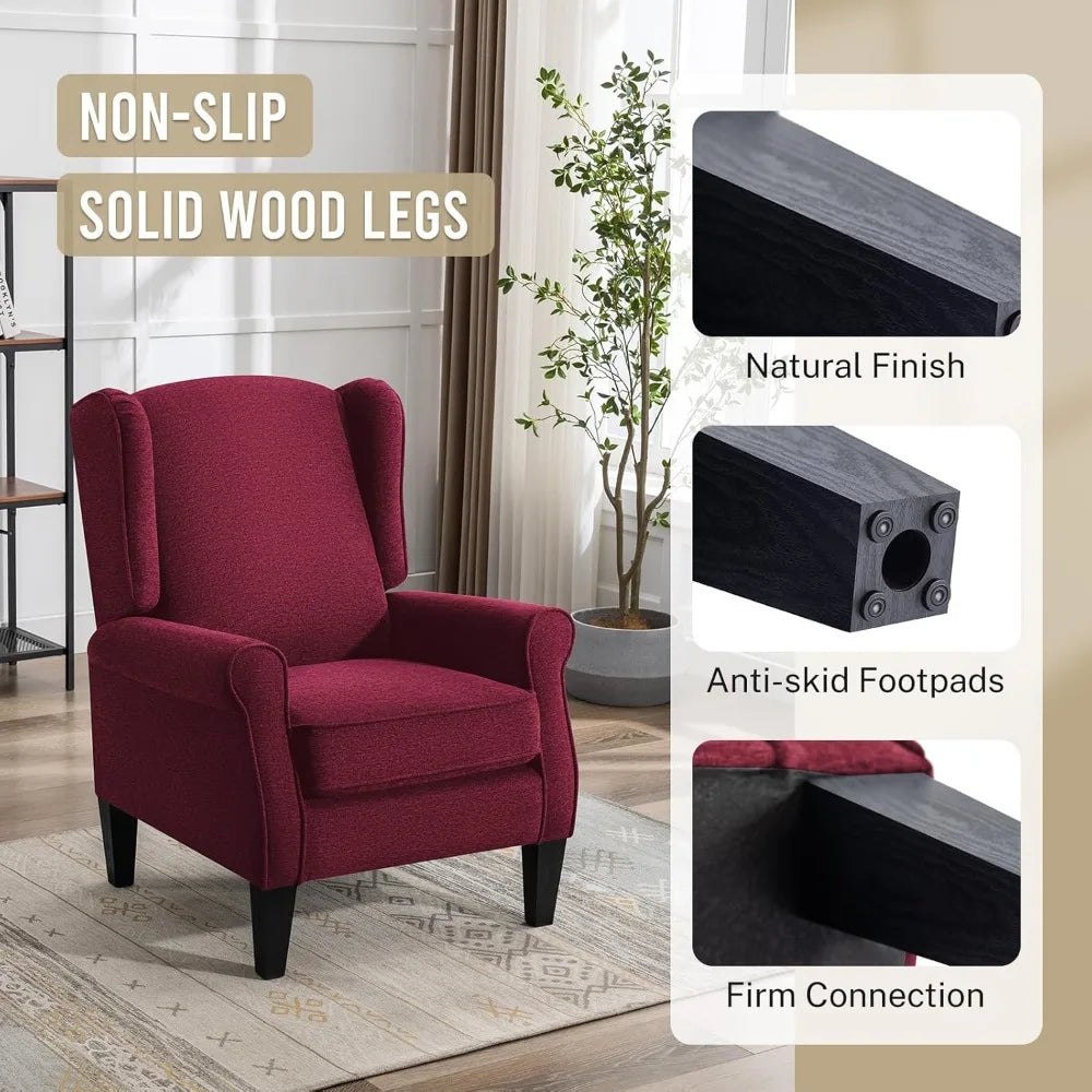 Chenille Fabric Armchair with High Resilience Sponge & Sturdy Legs