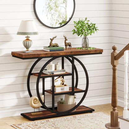4-Tier Entryway Table, 41.3-Inch Industrial Sofa Table for Living Room, Foyer Hallway Table for Entrance