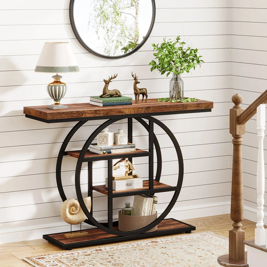 4-Tier Entryway Table, 41.3-Inch Industrial Sofa Table for Living Room, Foyer Hallway Table for Entrance