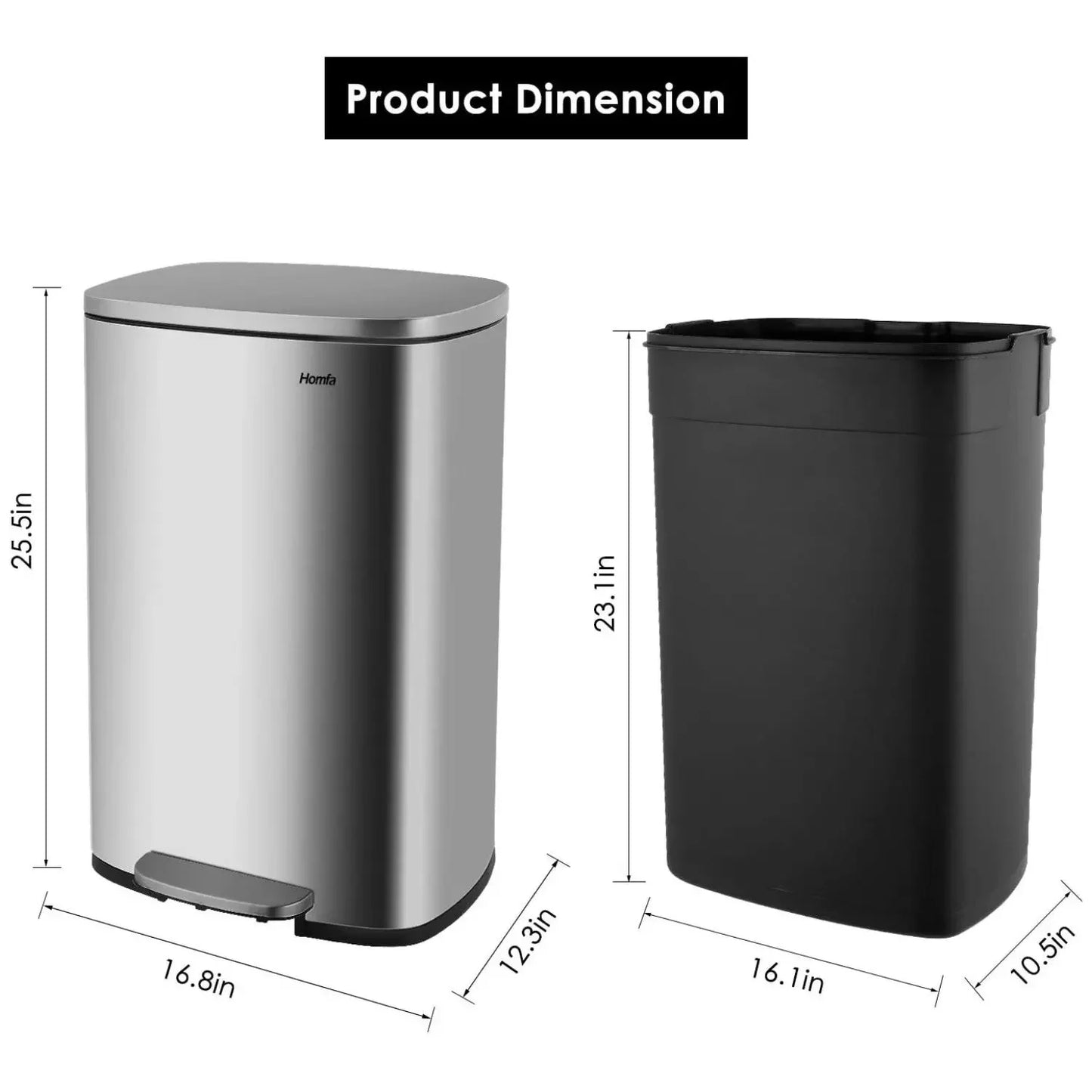 Step Kitchen Trash Can, Stainless Steel 50 Liter Trashcan