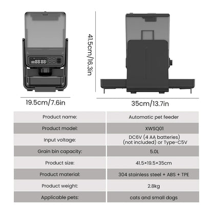 Smart Pet Feeder Automatic for Cats and Dogs - with Timed & Quantitative Feeding, Slow Food Function, Automatic Food Dispenser