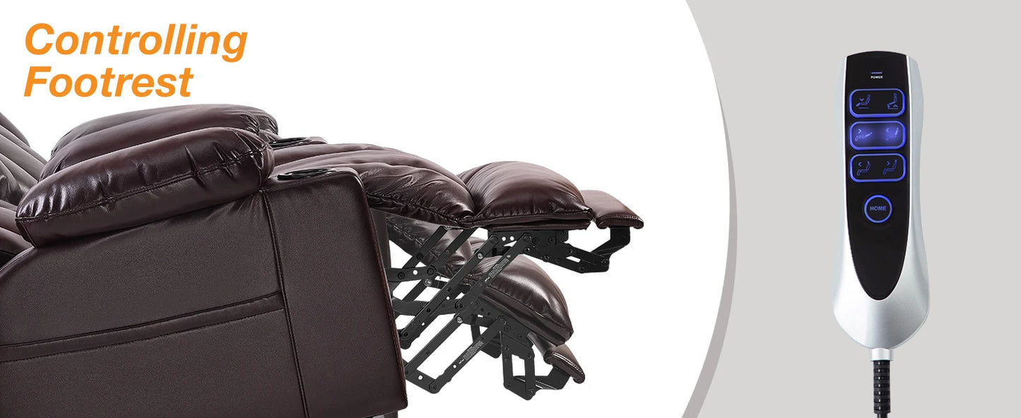 Large Faux Leather Power Lift Chair Recliner with Power Headrest
