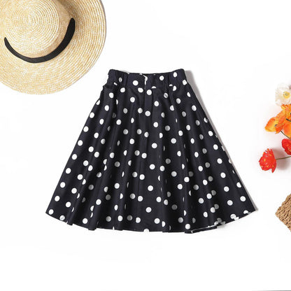 Polka Dot Cotton Skirts Clothes, Elastic Waist