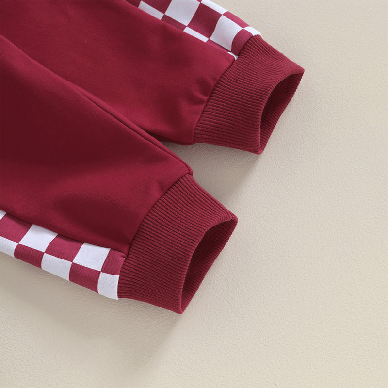 0 MO-3Y Girl Clothes Outfits, Long Sleeve, Checkboard Sweatshirt and Pants Set