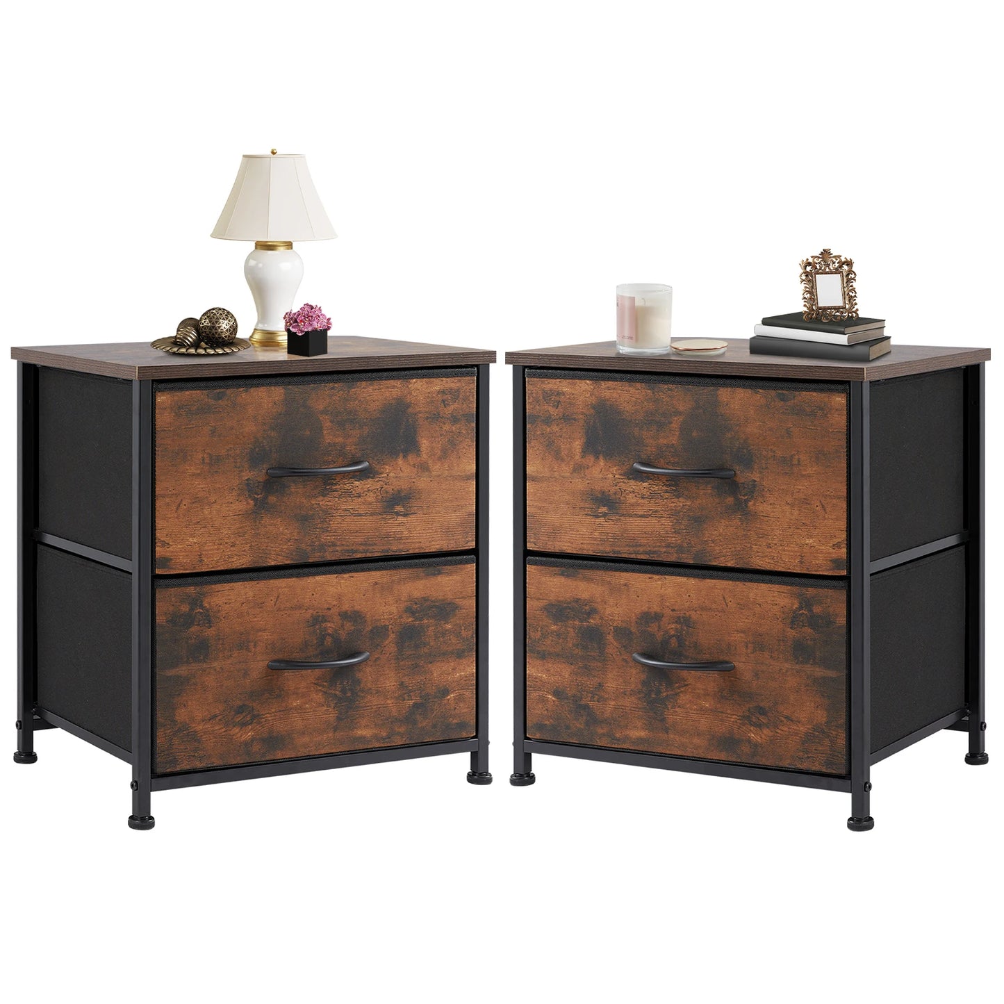 Nightstand with 2 Fabric Drawers