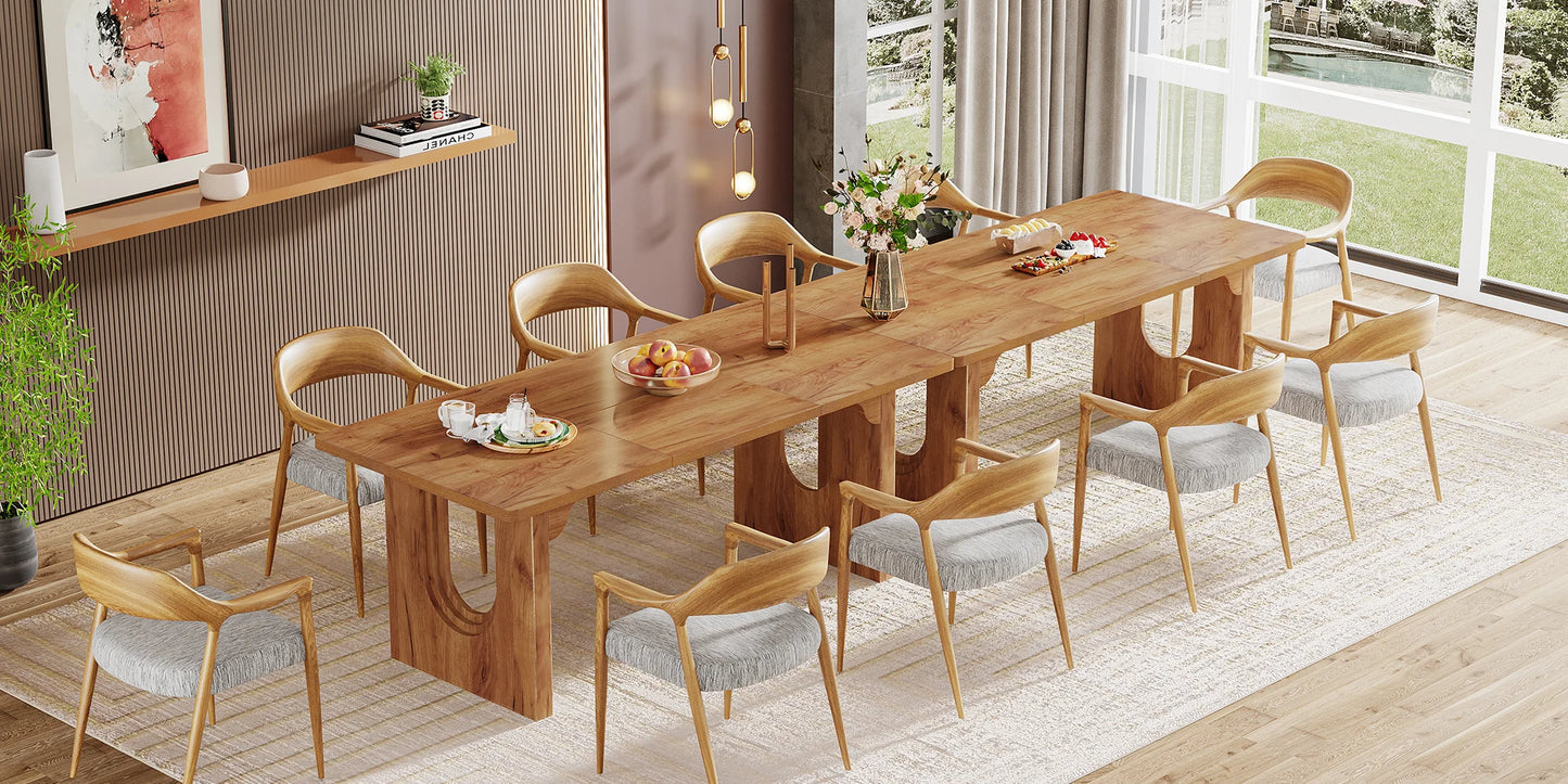 71" Large Kitchen Dining Table with Wood Pedestal Base, Seats 6-8