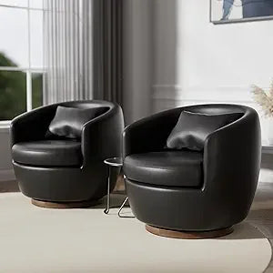 Set of 2, Swivel Chair with Storage, Brown Barrel Swivel Chair