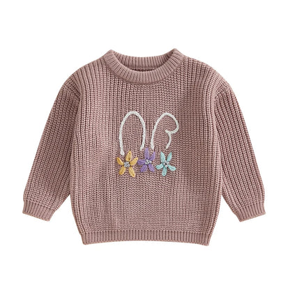 12MO-4T Girl/Boy Children Bunny Sweaters, Long Sleeve Casual Knit Pullover