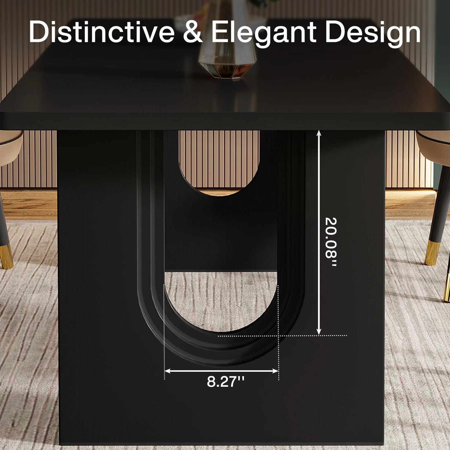 71" Large Kitchen Dining Table with Wood Pedestal Base, Seats 6-8