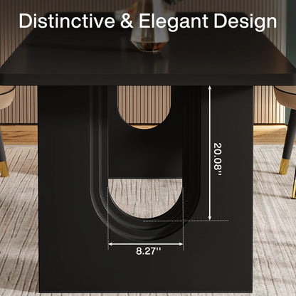 71" Large Kitchen Dining Table with Wood Pedestal Base, Seats 6-8