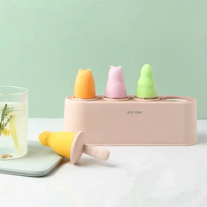 Home Ice Cream Mold Popsicle Diy Tool Silicone 4-hole Popsicle Box