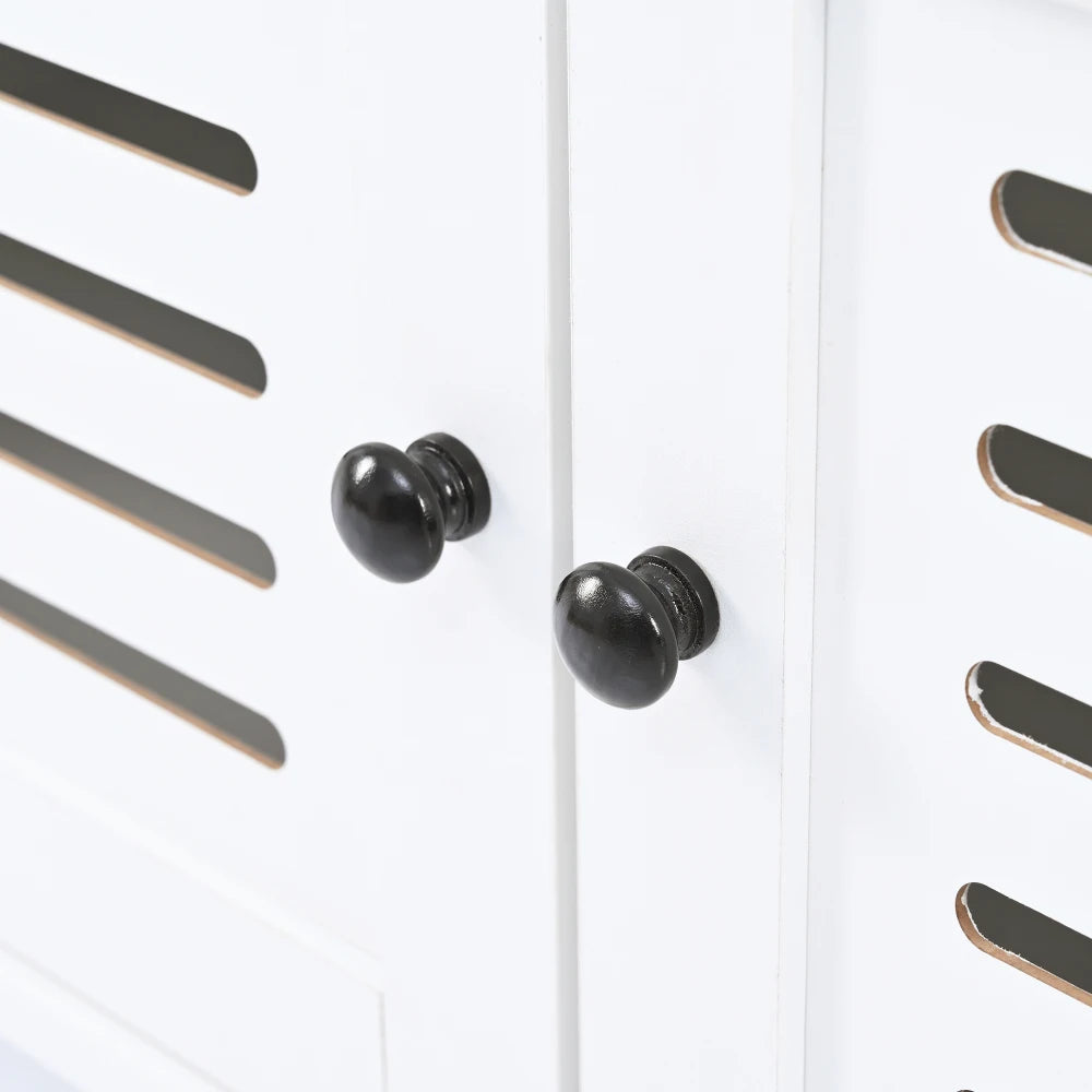 47.2'' Wide Hall Tree with Storage, 5-in-1 Entryway Bench with Shutter-shaped doors, Coat Rack, Cushion and 4 Sturdy Hooks