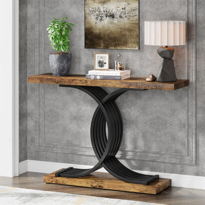 Geometric Frame Console Table, Brown