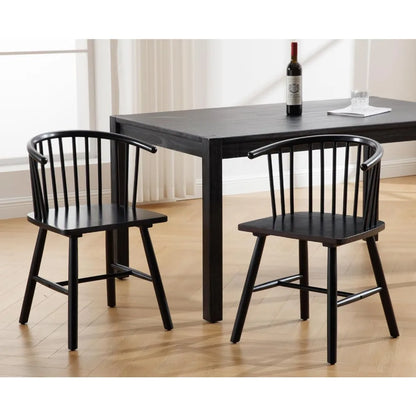 Set of 2 Farmhouse Spindle Dining Room Chairs with Arms/Wide Curved