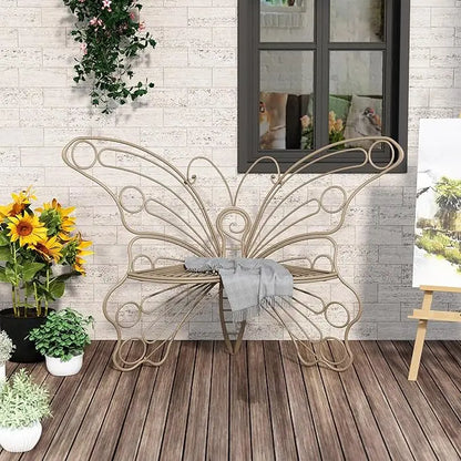 50 Inches Garden Bench with Sturdy Iron Metal Frame
