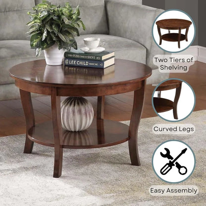 30" Classic Living Room Table With Storage Shelf