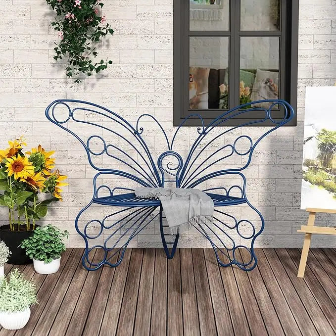 50 Inches Garden Bench with Sturdy Iron Metal Frame