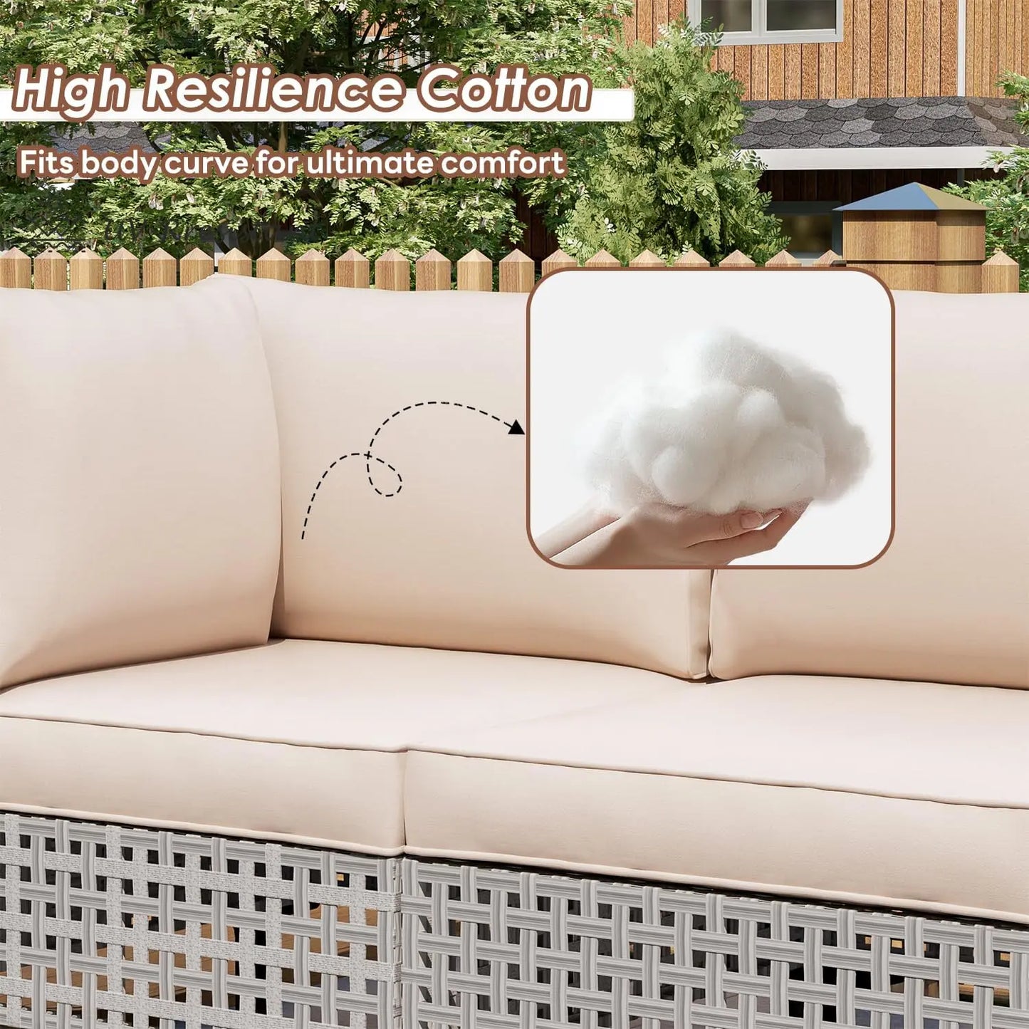 7-Piece Outdoor All-Weather Rattan Sectional Sofa With Thick Cushions