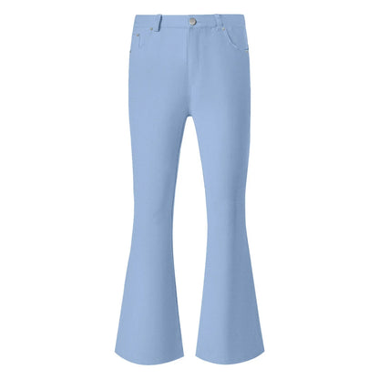 Men's Flare Pants, Solid Color, Daily Simple Classic Trousers, Mopping Bottoms, Disco Flared