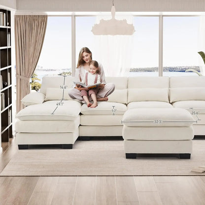 114" U Shape Sectional Cloud Couch