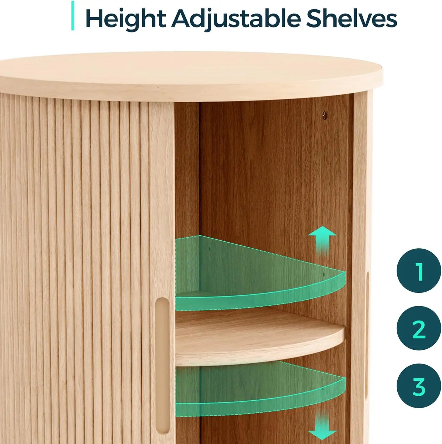 Tall Side Table with Sliding Tambour Door and Storage Shelf