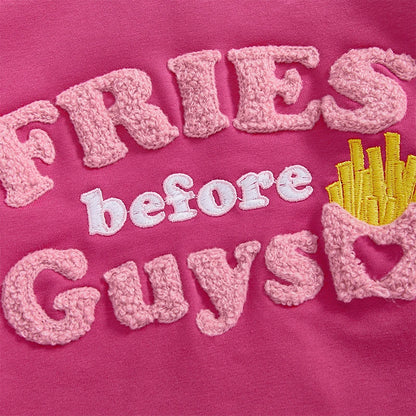 12M-4T Kids Girls Valentines Day Sweatshirt, Long Sleeve, Crew Neck, Embroidery Letters, Pullover Hoodie Tops