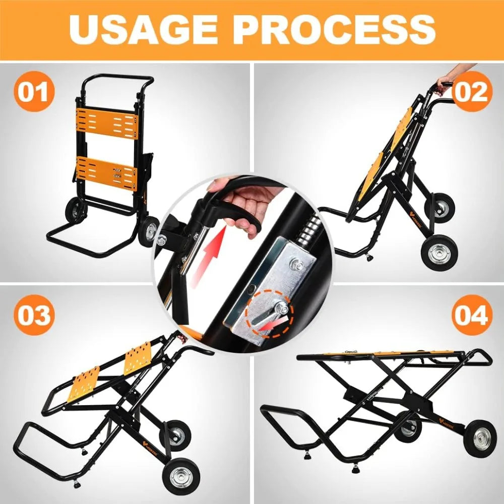 330 Lbs Load Capacity Rolling Foldable Table Saw Table with 8 Inch Wheels, Heavy Duty Construction