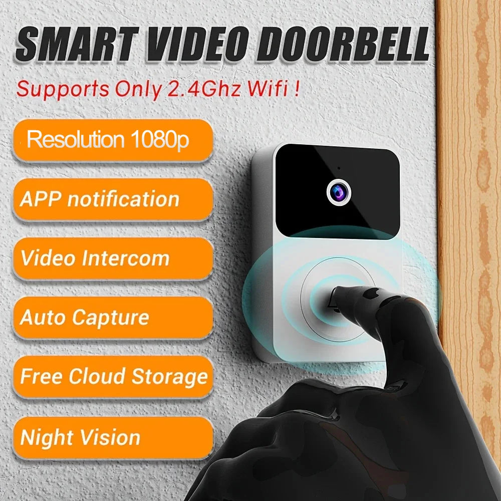 Doorbell Smart Home Door Bell Wireless Rechargeable Battery Outdoor HD Camera Two Way Audio Visual phone