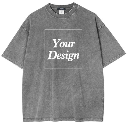 USA Custom Print 100% Washed Cotton T Shirt, Design your own, Men/Women Oversized Streetwear