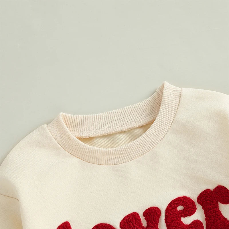 Toddler/Baby Boys Valentine's Day Sweatshirts, Long Sleeve, Crew Neck, Letter Embroidery