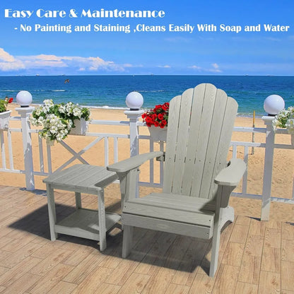 Set of 4 Oversized Adirondack Chairs Weather Resistant with Cup Holder