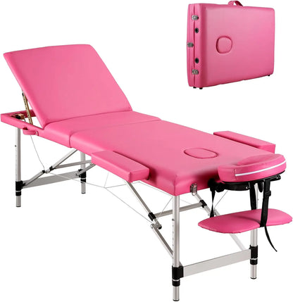 Massage Table Professional Massge Bed 3 Fold 82 Inches Height Adjustable