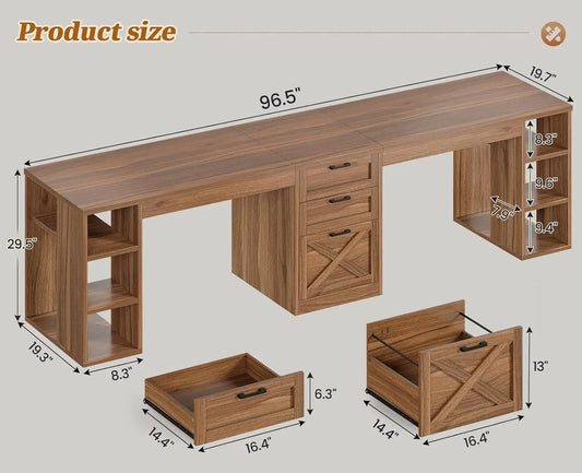 96.5" Computer Desk with Drawers