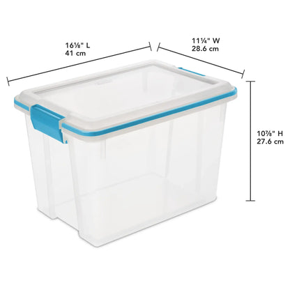 Weather-Resistant Clear Storage Bin with Lid, Blue