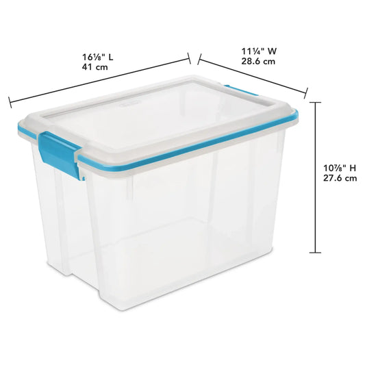 Weather-Resistant Clear Storage Bin with Lid, Blue